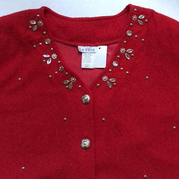 Women Red Set, Studded Top and Short Size Medium - Picture 2 of 10